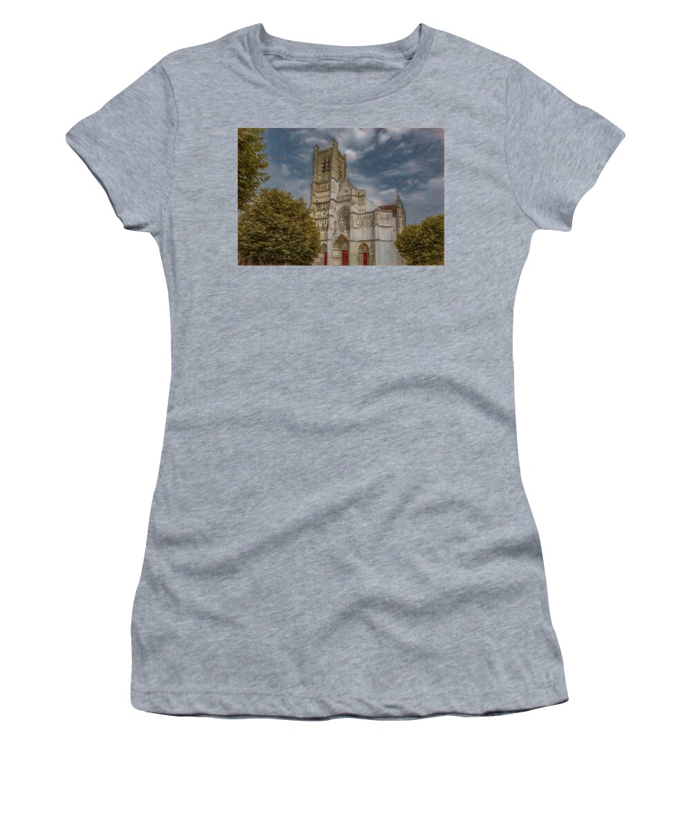Auxerre Women's T-Shirt featuring the photograph Auxerre Cathedral, France by Marcy Wielfaert