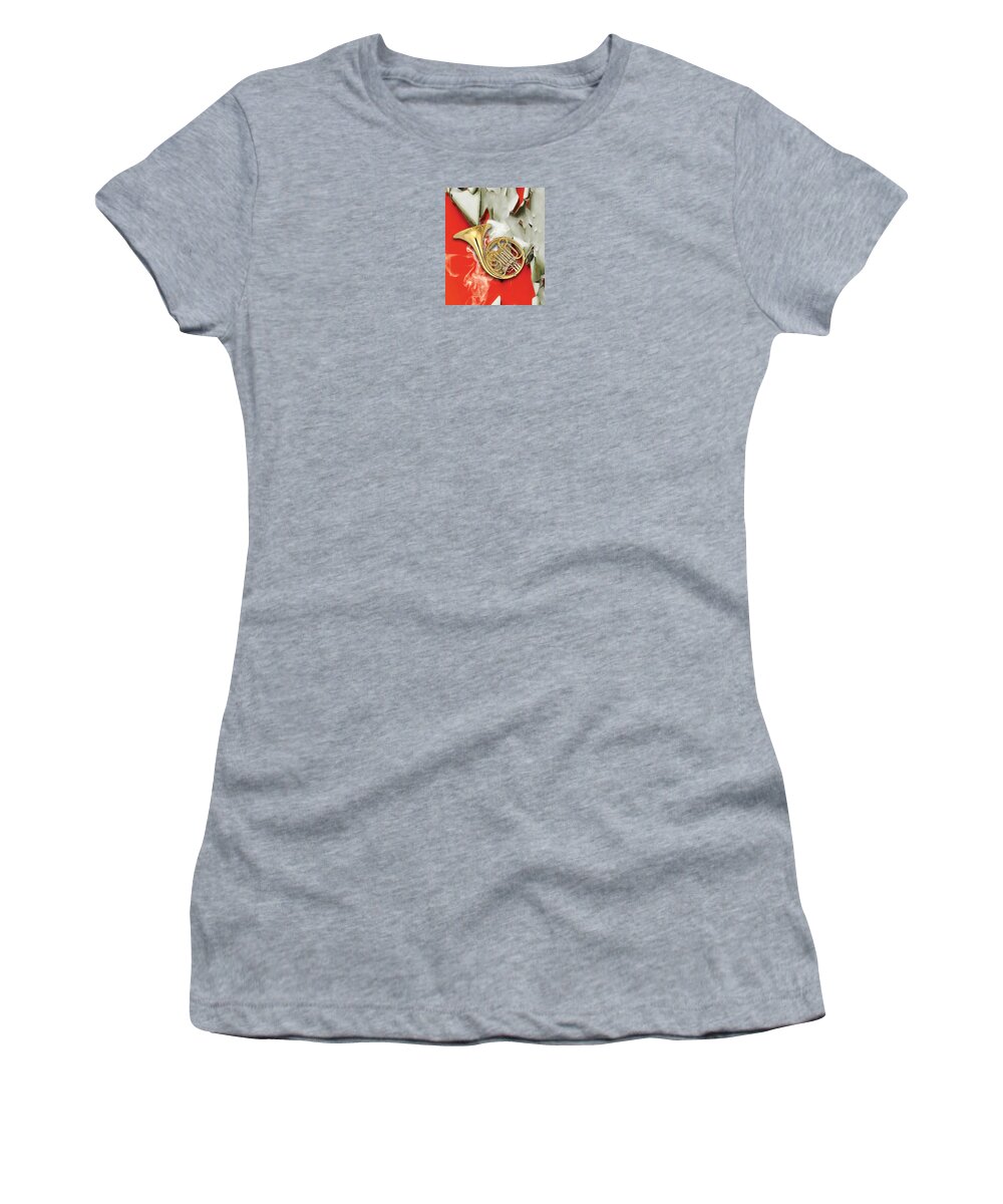 French Horn Women's T-Shirt featuring the mixed media French Horn Section by Marvin Blaine