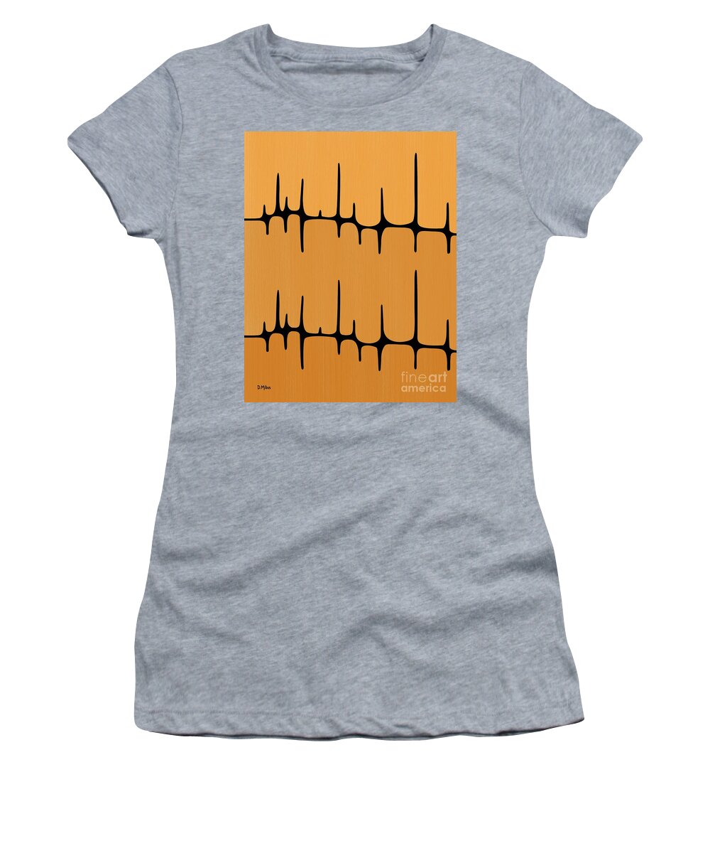 Sounds Waves Women's T-Shirt featuring the digital art Frequency in Oranges by Donna Mibus