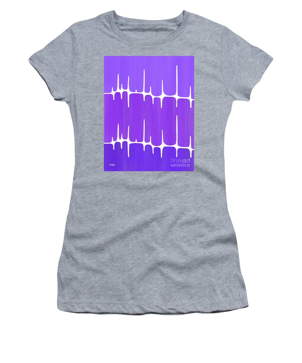 Sounds Waves Women's T-Shirt featuring the digital art Frequency in Purples 2 by Donna Mibus