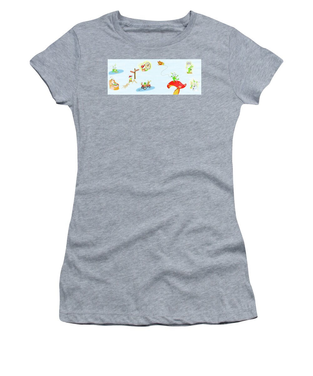 Children's Book Women's T-Shirt featuring the painting Frobbit's Family Detail by Phyllis London
