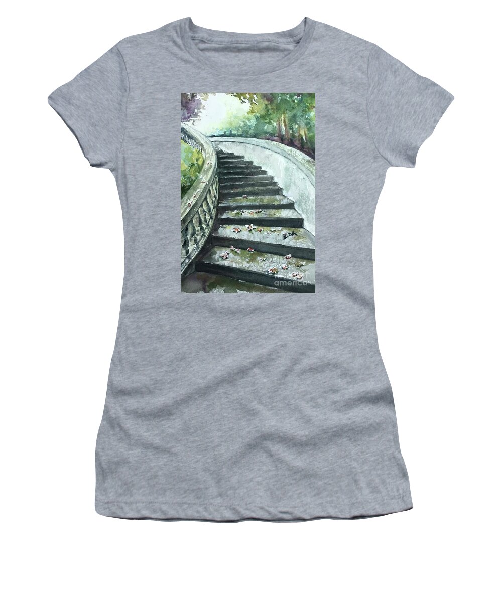 Staircase Women's T-Shirt featuring the painting From here to eternity by Sonia Mocnik