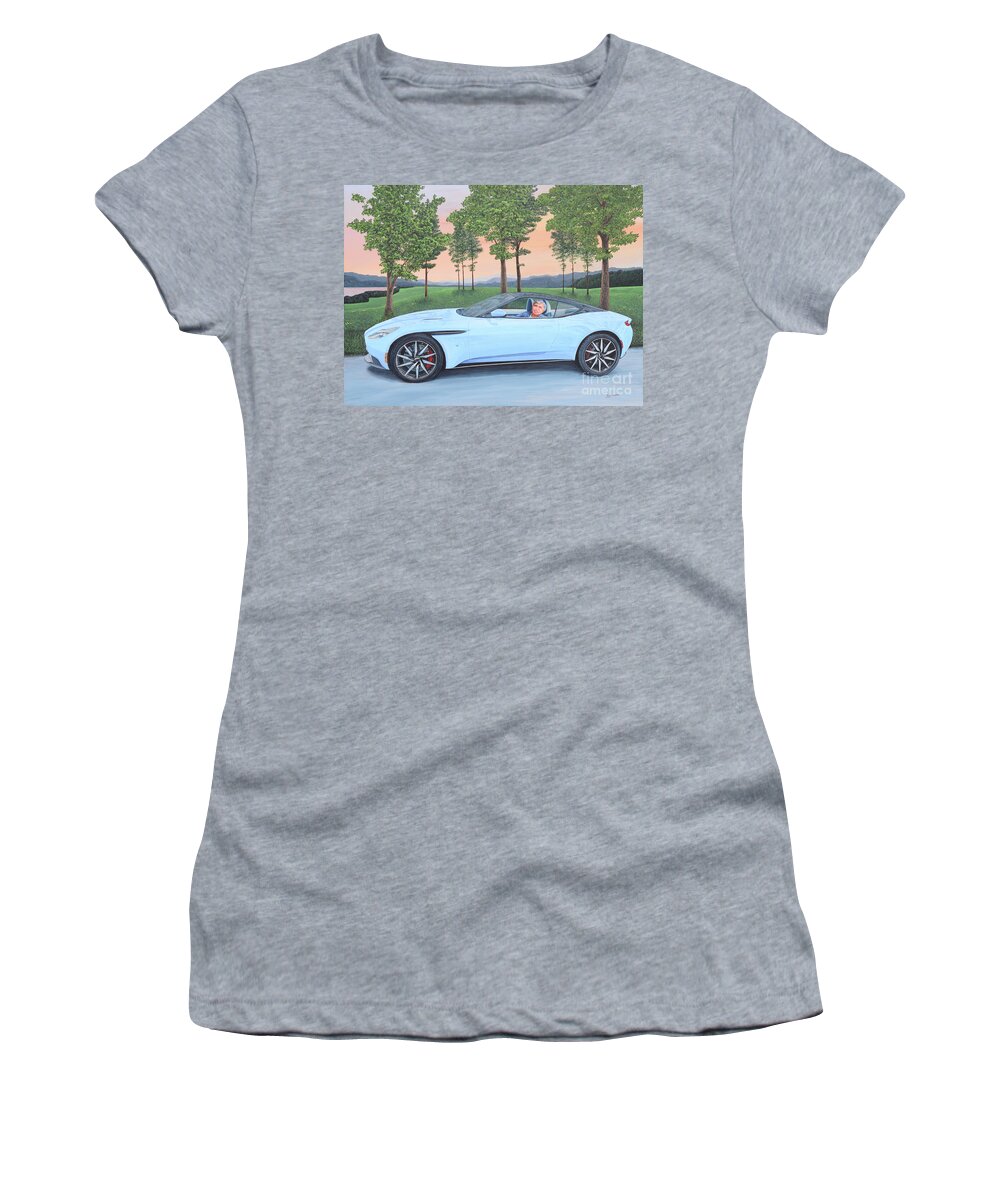 Aston Martin Women's T-Shirt featuring the painting Frost Blue Cruisin by Aicy Karbstein
