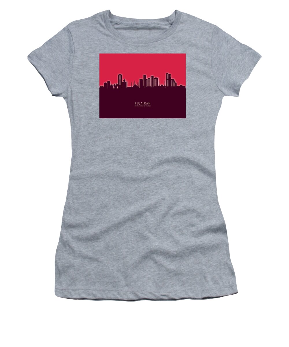 Fujairah Women's T-Shirt featuring the digital art Fujairah Skyline #09 by Michael Tompsett