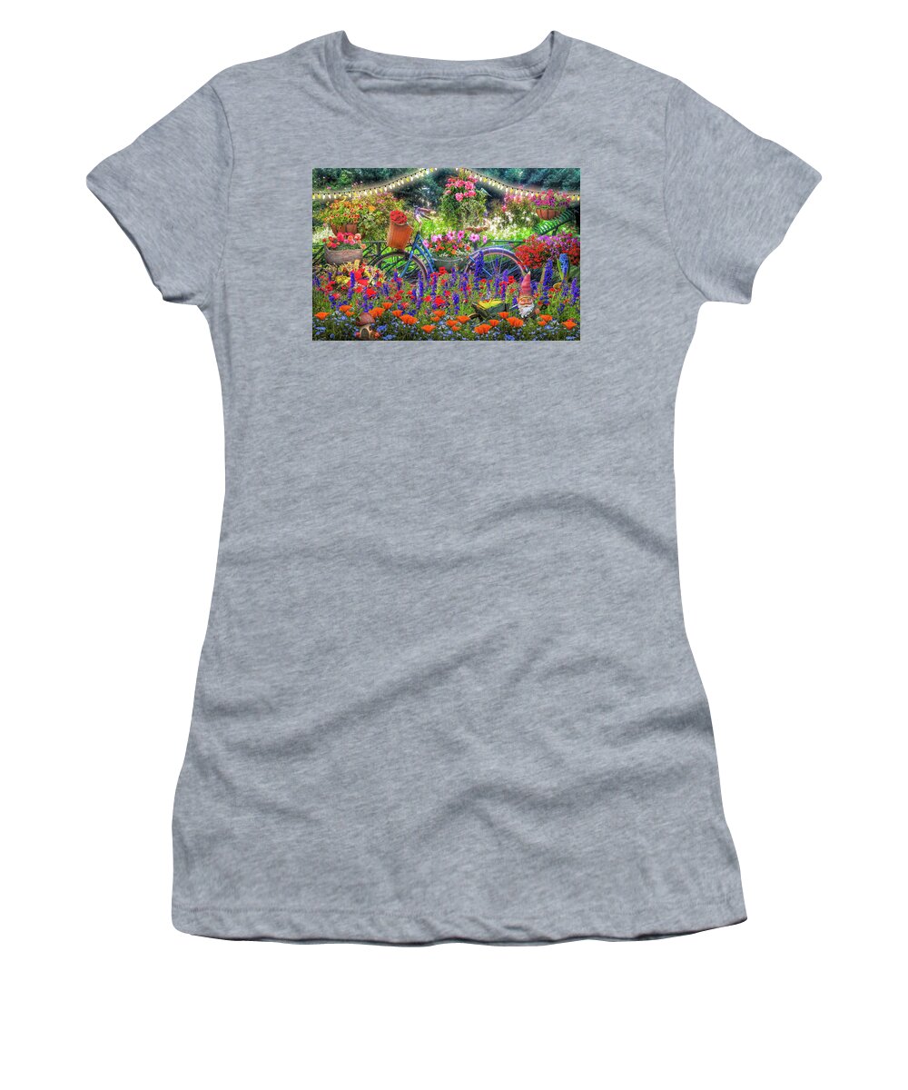 Fence Women's T-Shirt featuring the photograph Fun in the Garden by Debra and Dave Vanderlaan