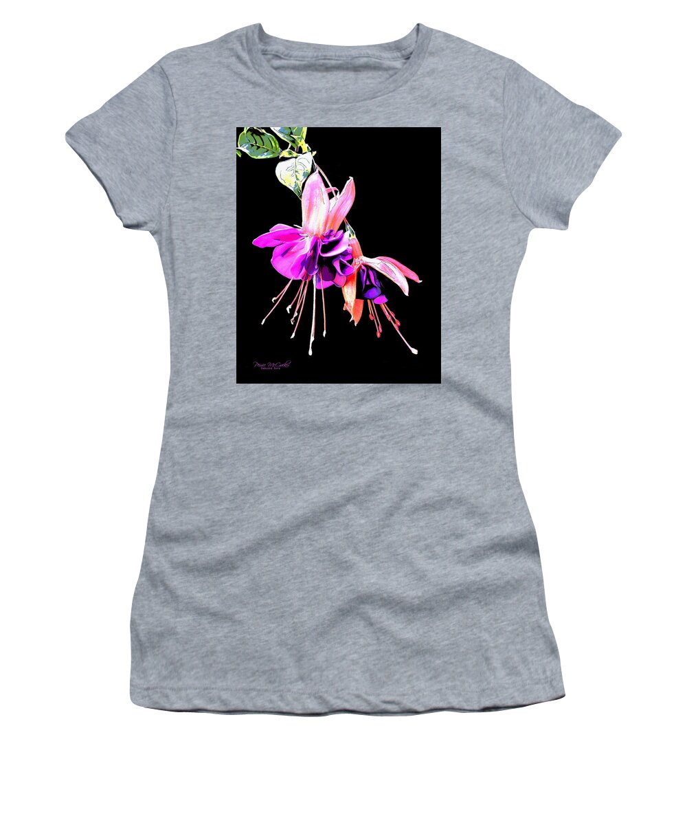 Flowers Women's T-Shirt featuring the mixed media Fuschia by Pennie McCracken