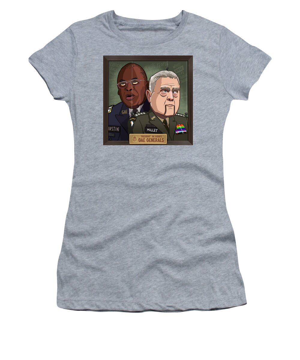 Gae Women's T-Shirt featuring the digital art GAE Generals of Bidens Woke Military by Emerson Design