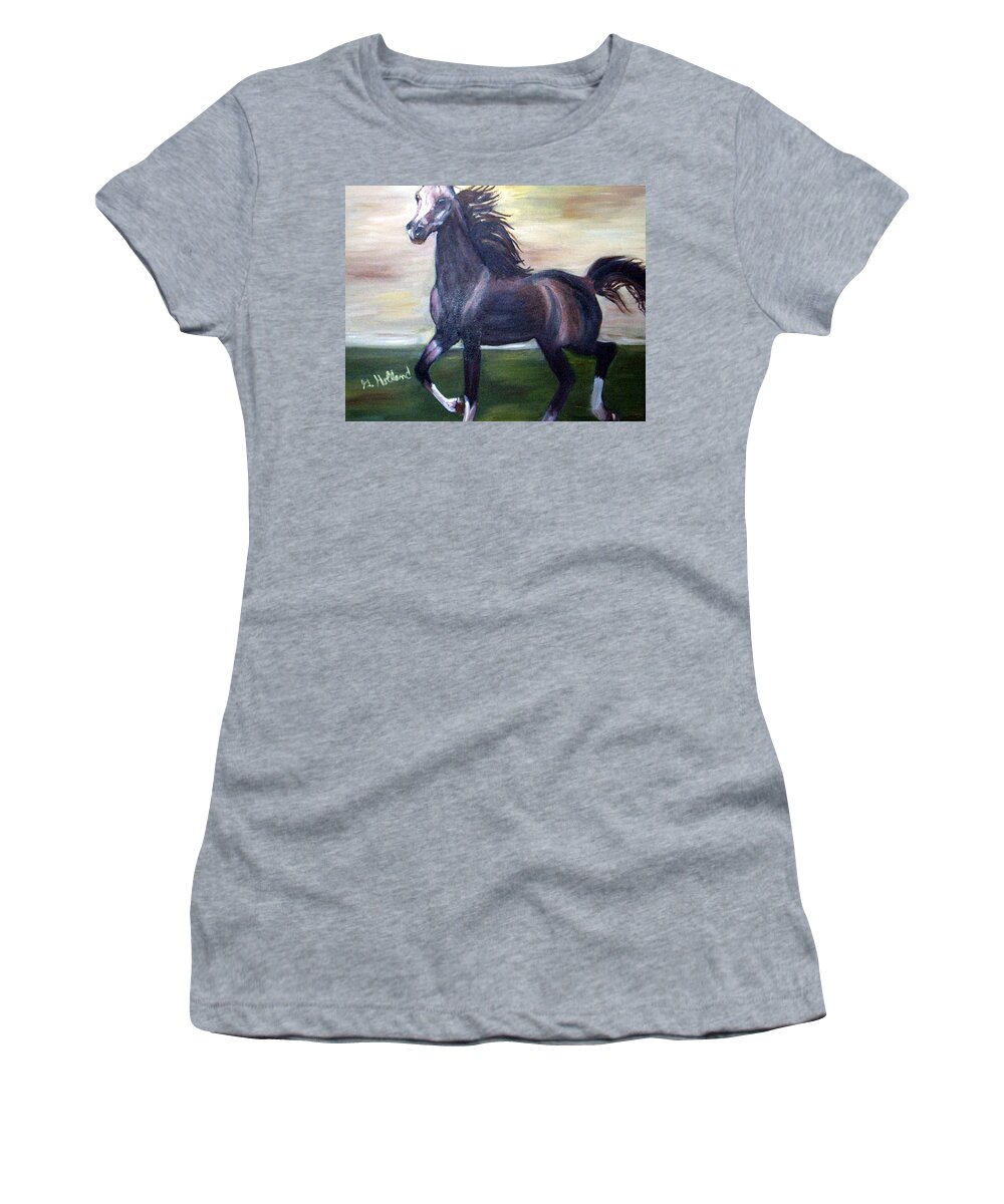 Horse Women's T-Shirt featuring the painting Gallop by Genevieve Holland