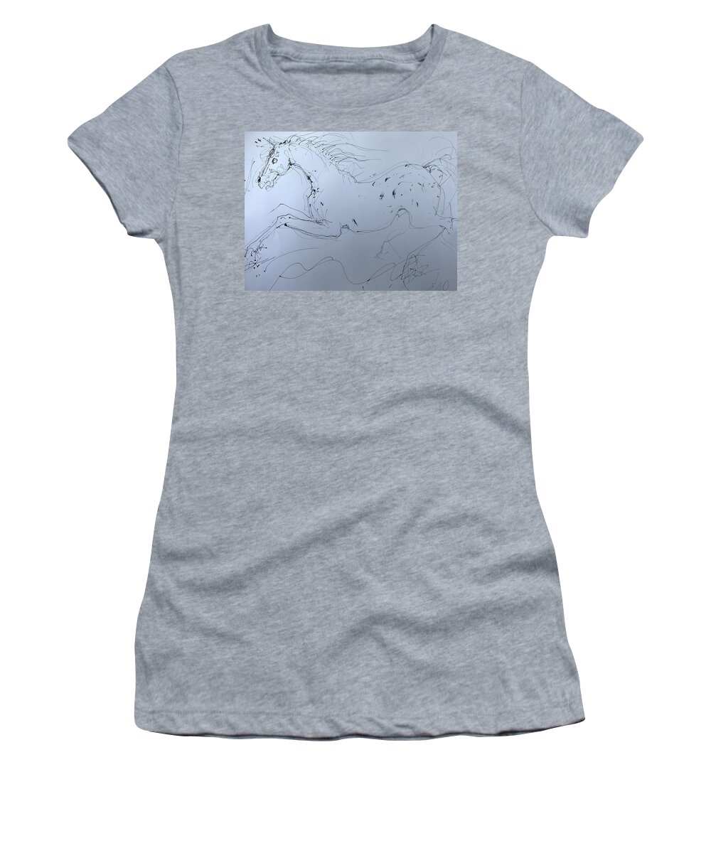 Horse Women's T-Shirt featuring the painting Galloping Appaloosa by Elizabeth Parashis
