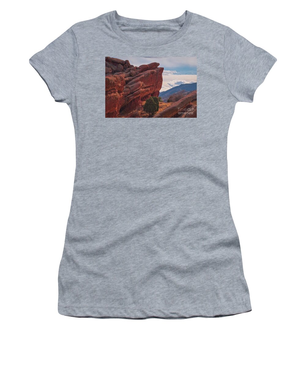 Garden Of The Gods Women's T-Shirt featuring the photograph Garden of the Gods Red Rock formation Colorado Springs by Abigail Diane Photography