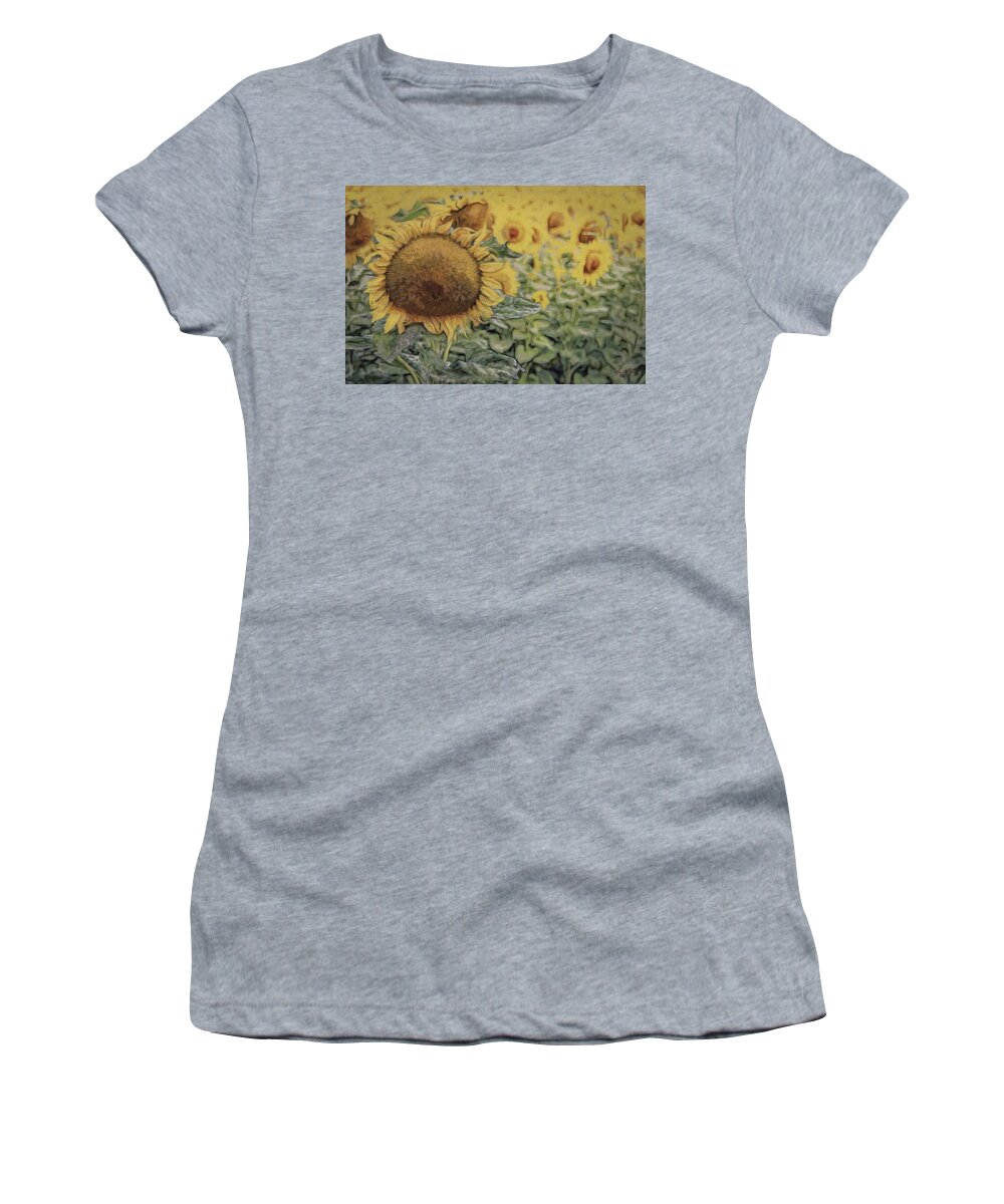 Sunflower Women's T-Shirt featuring the painting Garden of the Sun Flower by Jeffrey Kolker