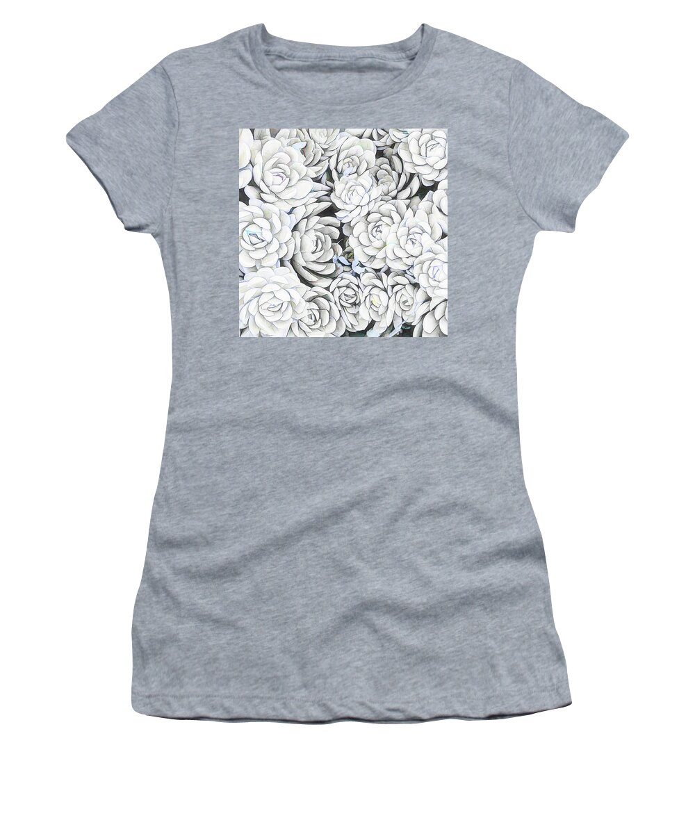 Drawing Women's T-Shirt featuring the photograph Garden Succulent Botanicals I Drawing by Debra and Dave Vanderlaan