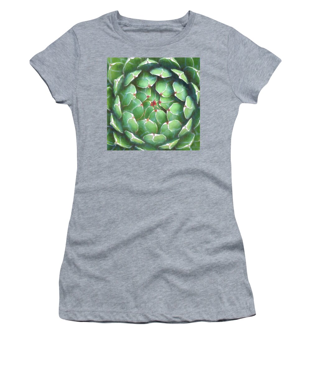 Watercolor Women's T-Shirt featuring the photograph Garden Succulent Botanicals III Watercolors by Debra and Dave Vanderlaan