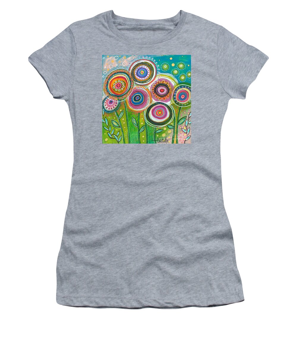 Garden Sunshine Women's T-Shirt featuring the painting Garden Sunshine by Tanielle Childers