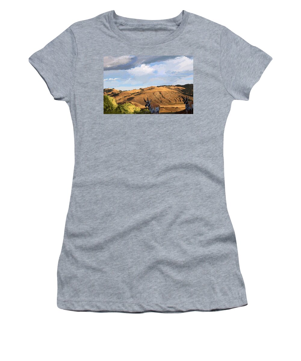 Animals Women's T-Shirt featuring the painting Gardiner Autumn by Pam Little