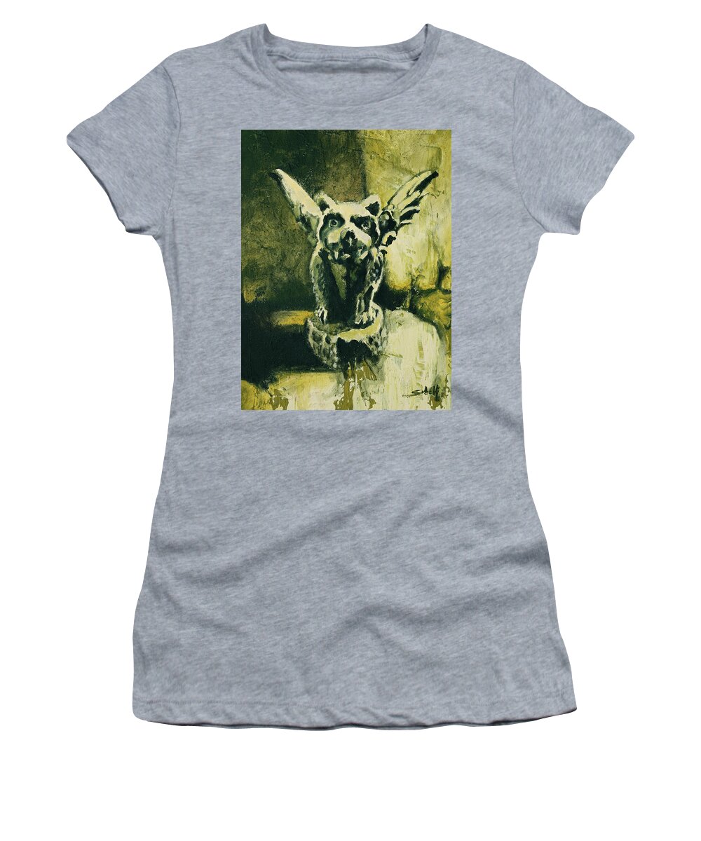 Gargoyle Women's T-Shirt featuring the painting Gargoyle by Sv Bell