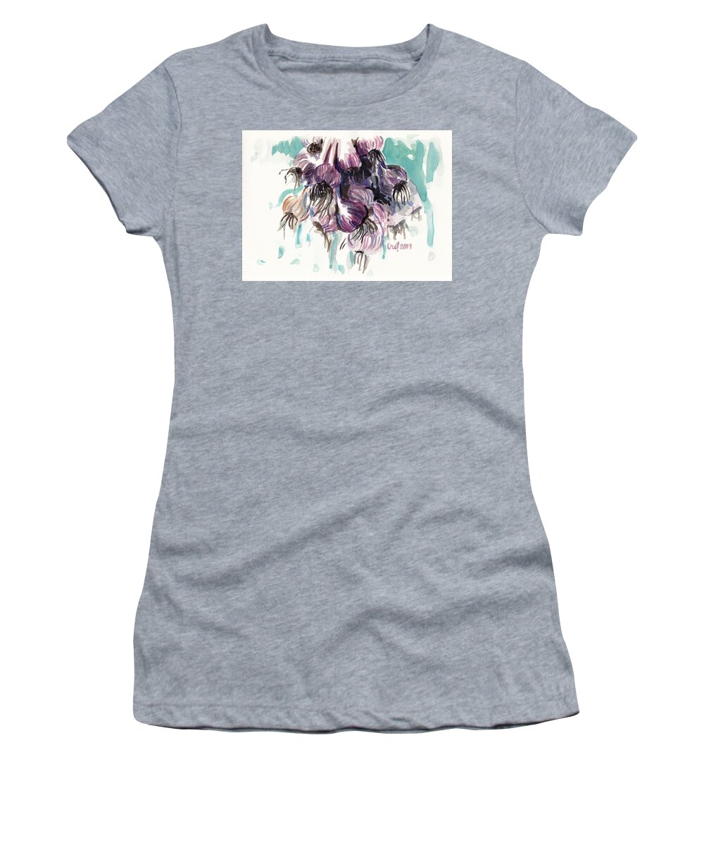 Garlic Women's T-Shirt featuring the painting Garlic Flowers by George Cret