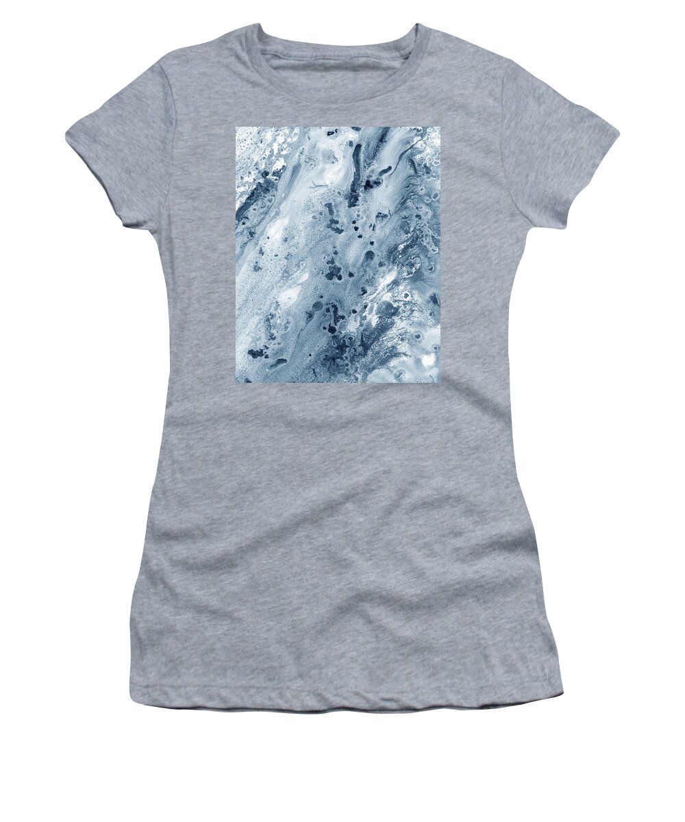 Beach Art Women's T-Shirt featuring the painting Gem Of The Sea Salty Blue Waves Of Crystals Watercolor Beach Art Decor XIII by Irina Sztukowski
