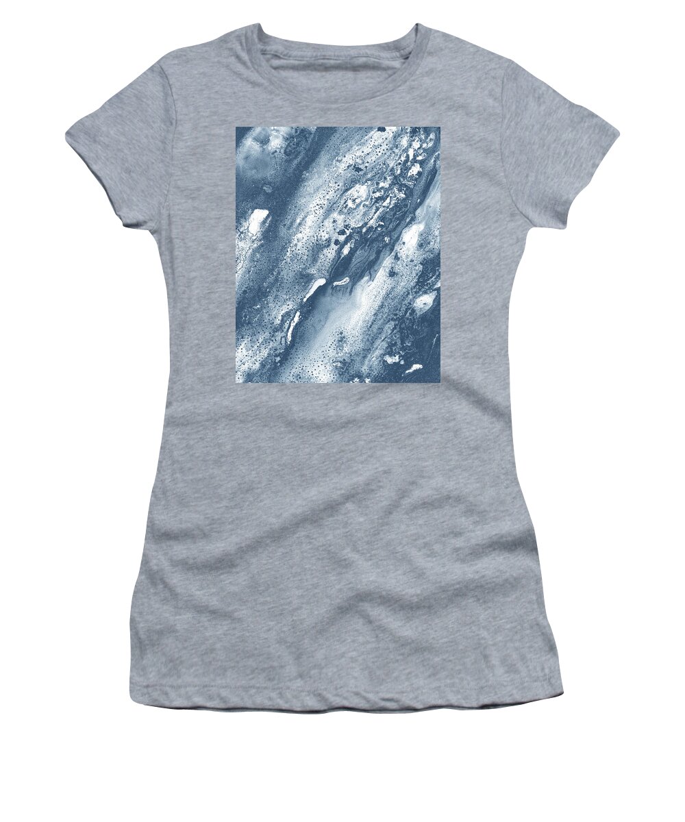 Beach Art Women's T-Shirt featuring the painting Gem Of The Sea Salty Blue Waves Of Crystals Watercolor Beach Art Decor XIV by Irina Sztukowski