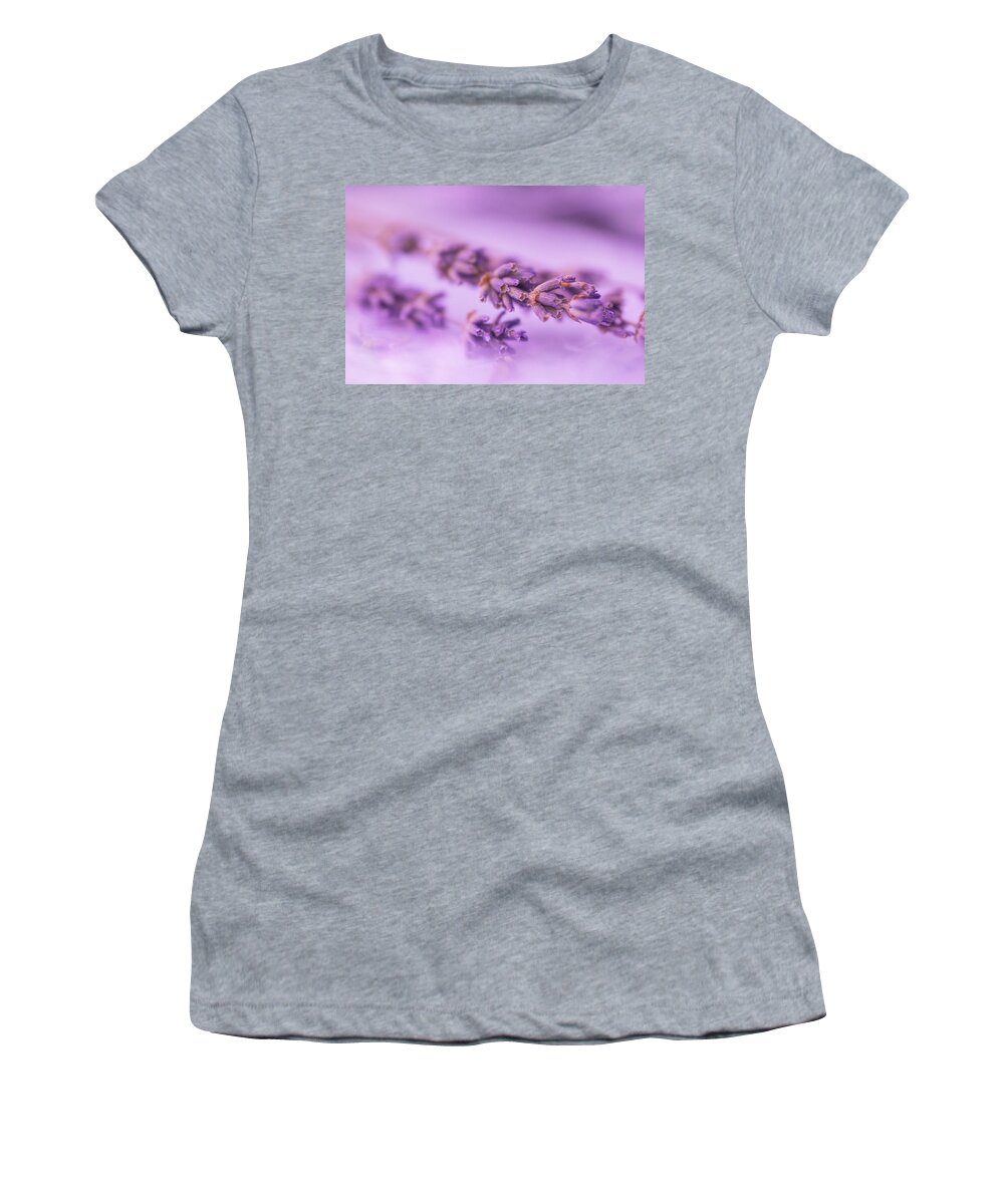 Purple Women's T-Shirt featuring the photograph Gentle pink lavender by Maria Dimitrova
