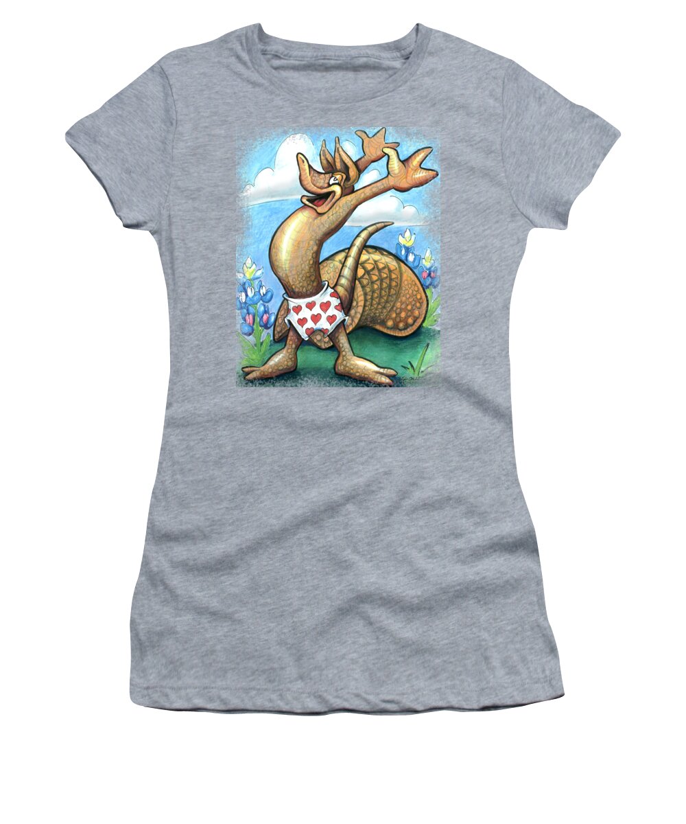Armadillo Women's T-Shirt featuring the digital art Get Out of Your Shell, Stop and Smell the Bluebonnets by Kevin Middleton