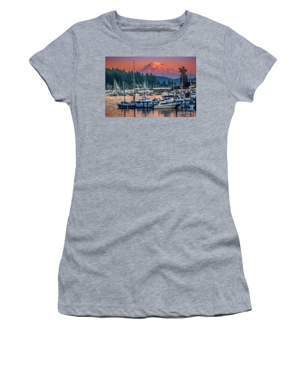 America Women's T-Shirt featuring the photograph Gig Harbor Dusk by Inge Johnsson