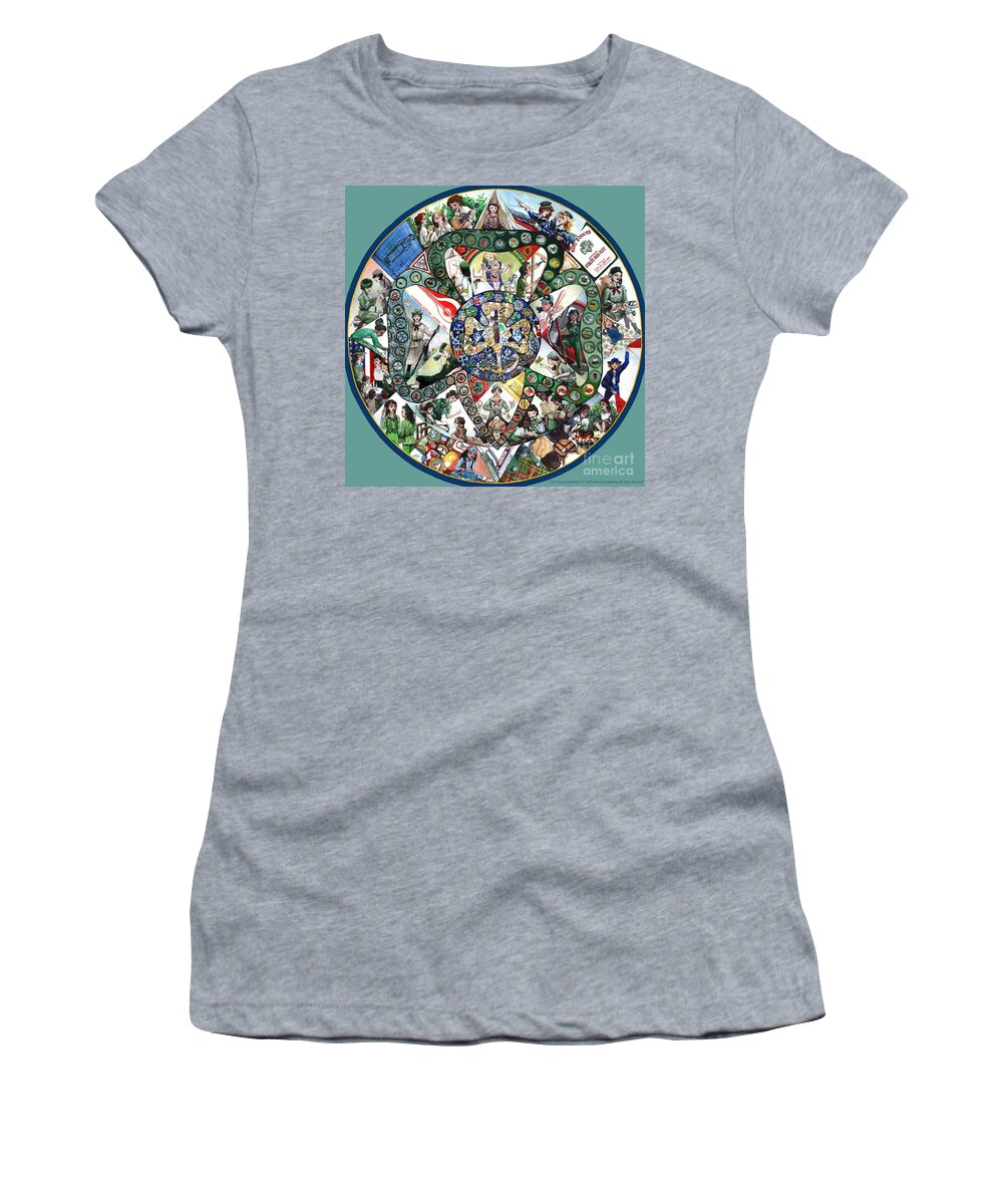 Girl Scout Women's T-Shirt featuring the painting Girl Scout Vignettes by Merana Cadorette