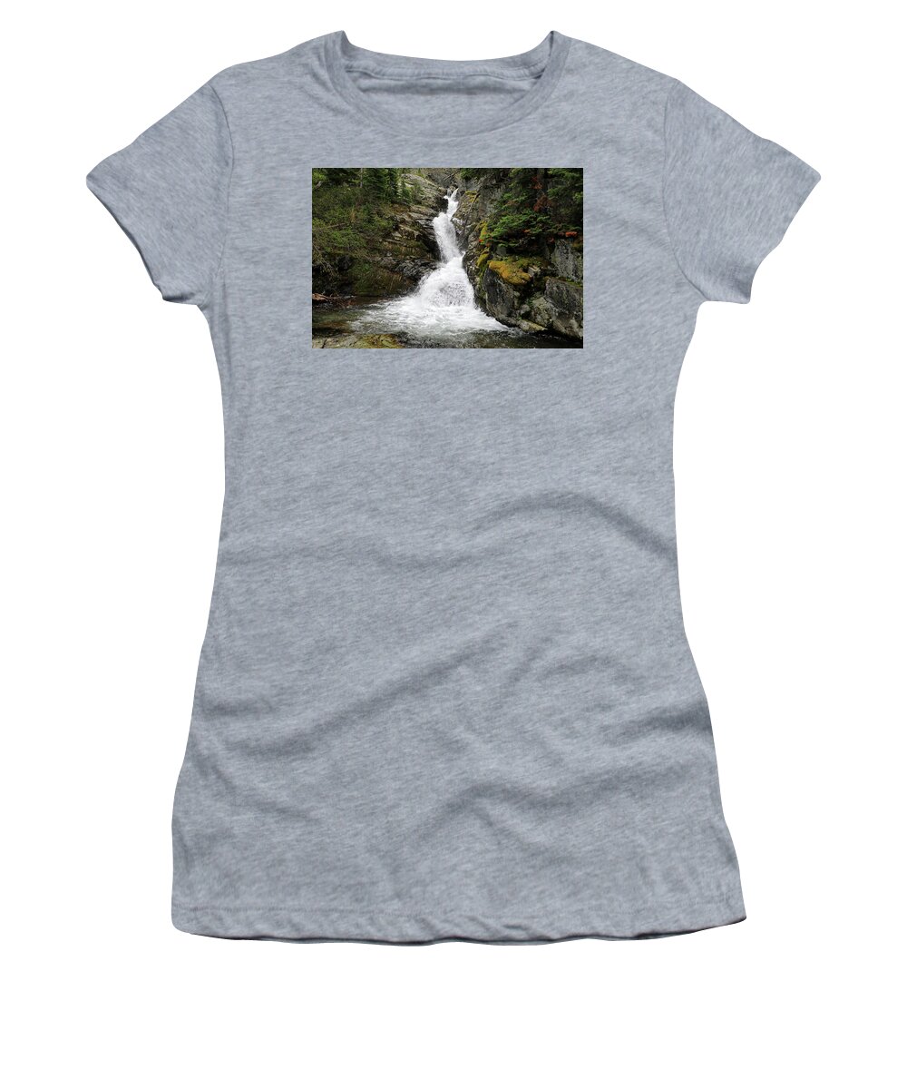 Aster Falls Women's T-Shirt featuring the photograph Glacier National Park - Aster Falls by Richard Krebs
