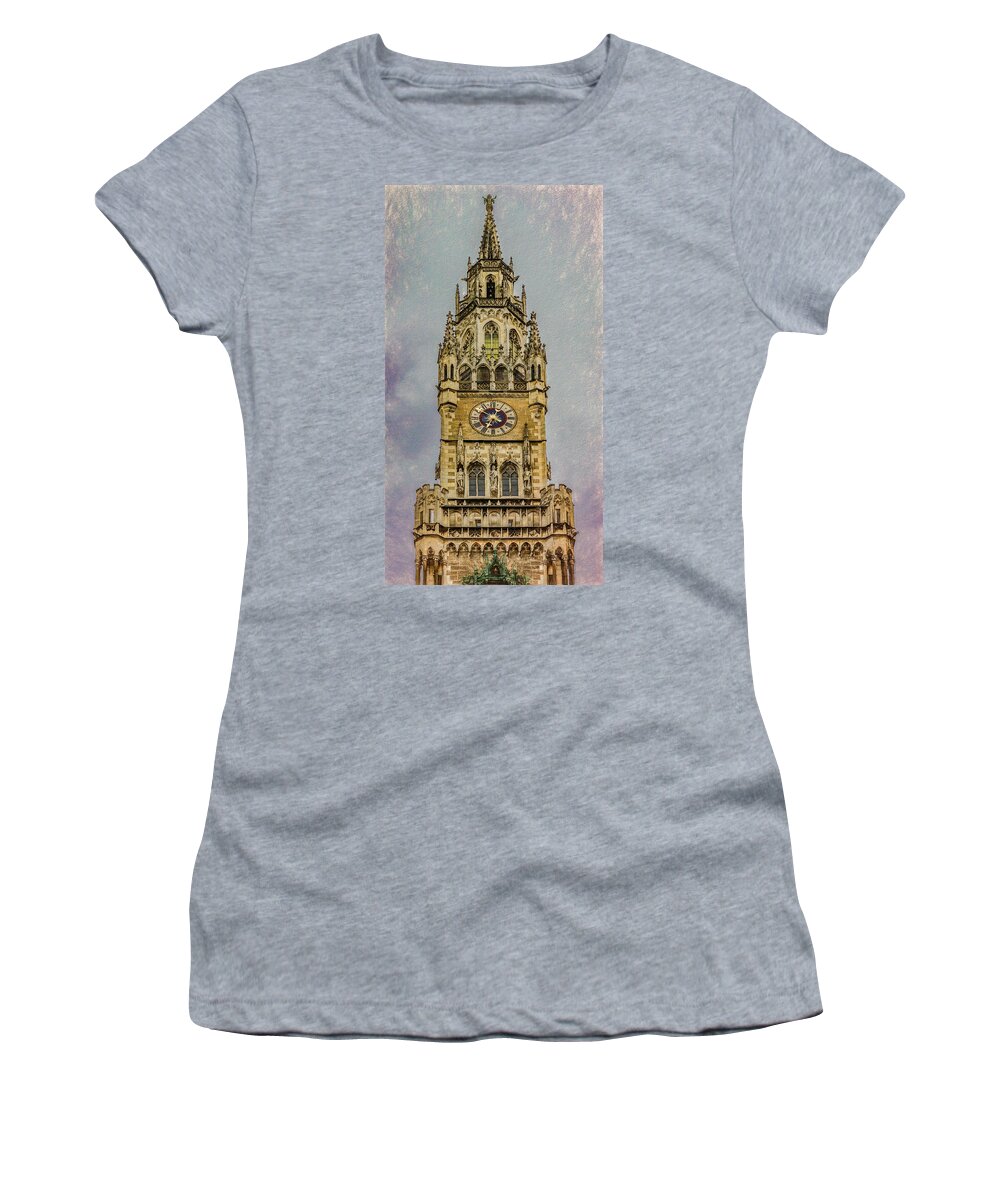 Munich Women's T-Shirt featuring the photograph Glockenspiel Clock Tower by Marcy Wielfaert