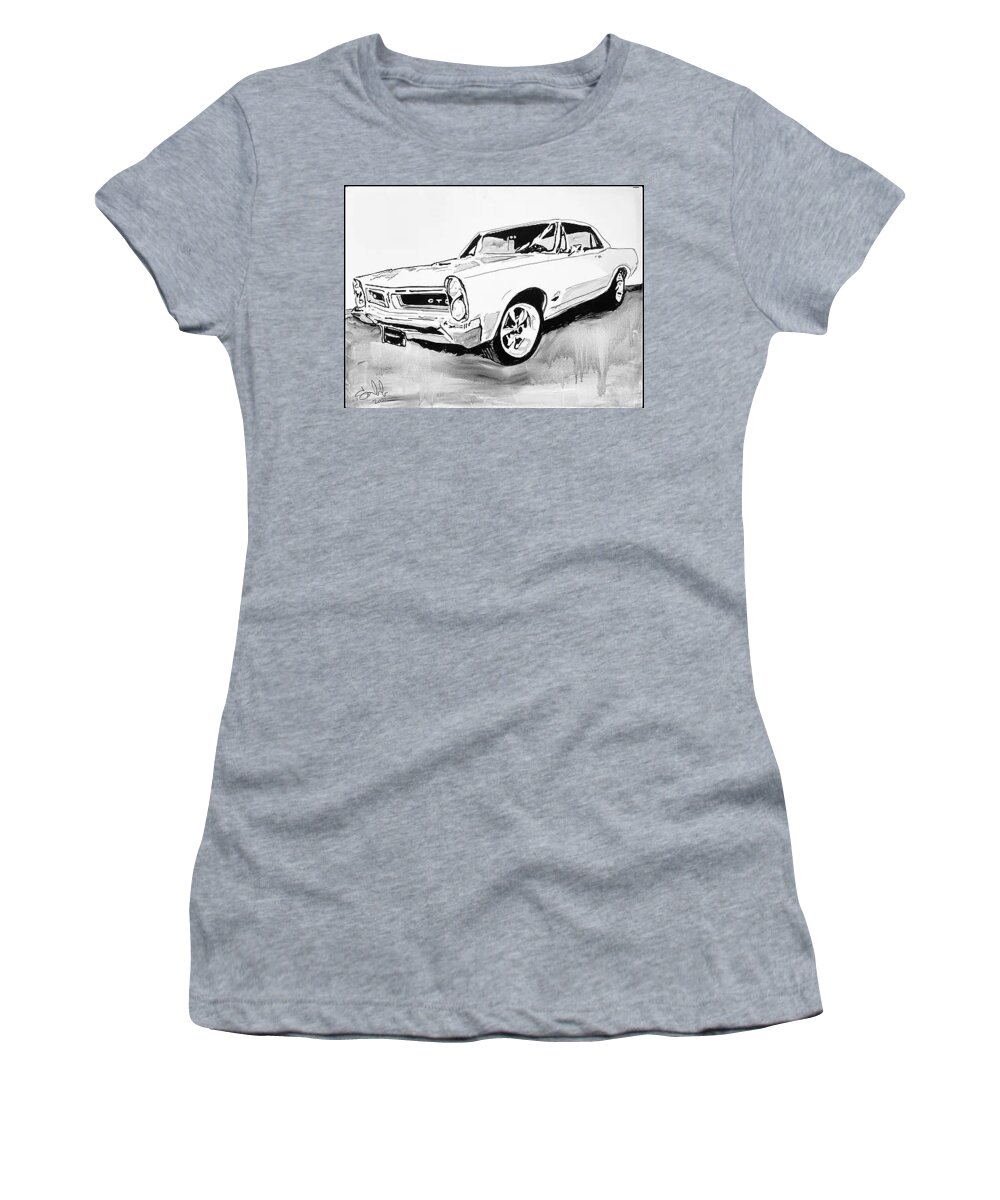 Car Painting Women's T-Shirt featuring the painting Go Go GTO by Sergio Gutierrez