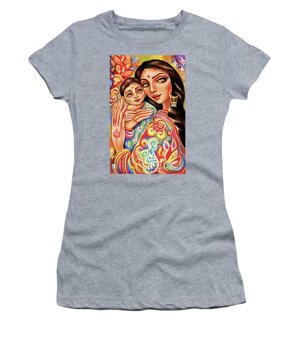 Mother And Child Women's T-Shirt featuring the painting Goddess Blessing by Eva Campbell