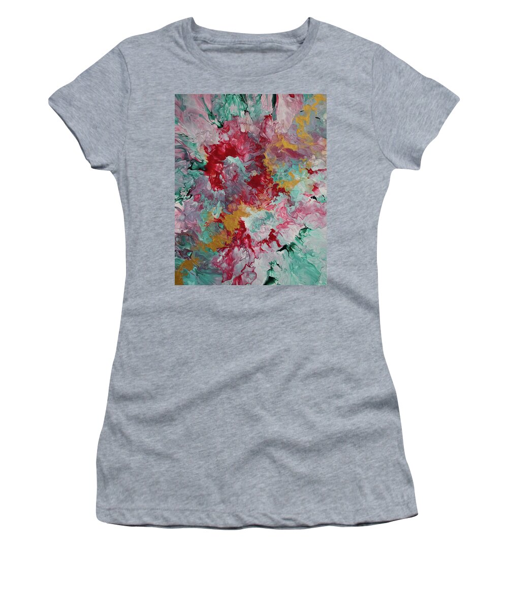 Pour Women's T-Shirt featuring the mixed media Gold and Rose by Aimee Bruno