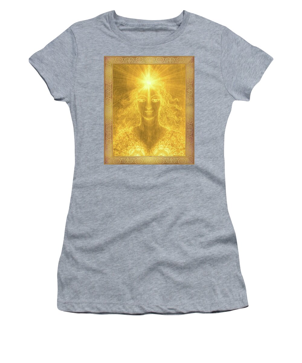 Angel Women's T-Shirt featuring the mixed media Golden Angel by Ananda Vdovic