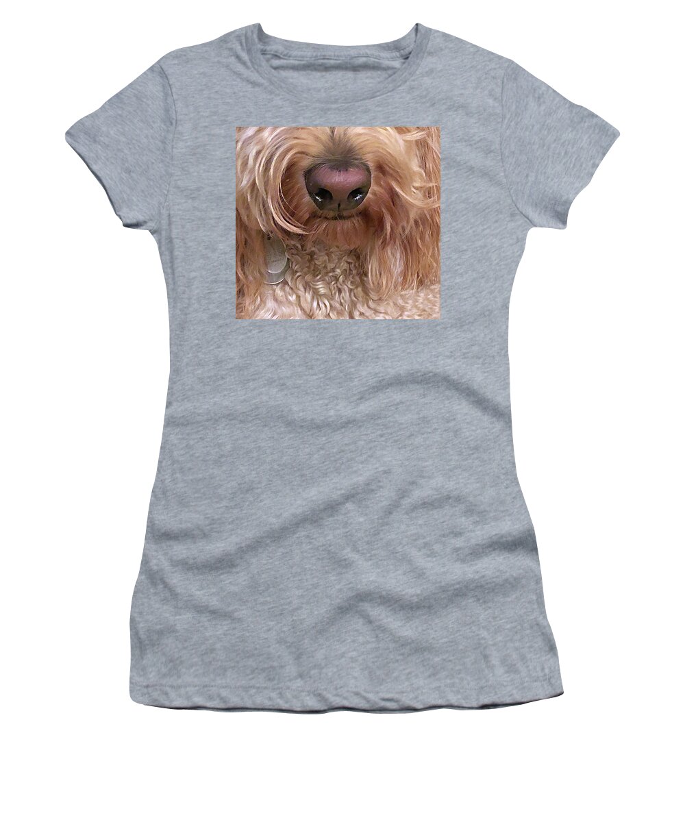 Golden-doodle Women's T-Shirt featuring the painting Golden-doodle, Melissa by Nadi Spencer