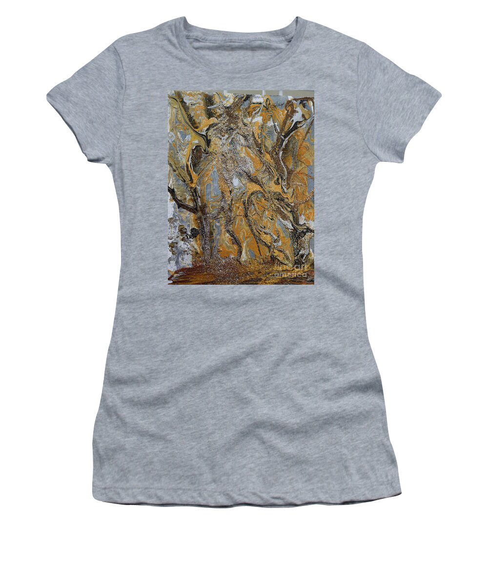 Golden Women's T-Shirt featuring the painting Golden Forest by Tessa Evette