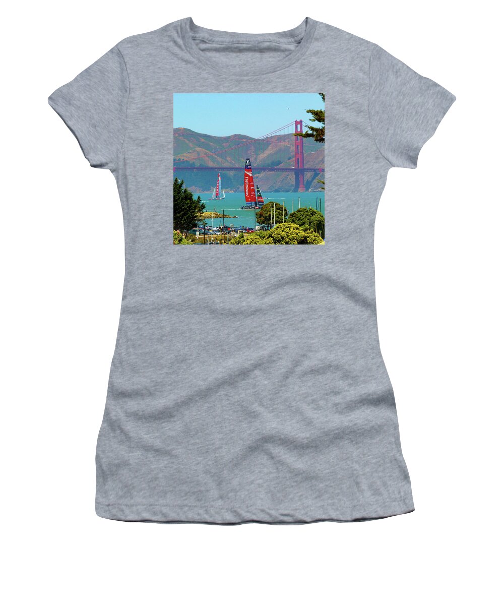 Sailing Women's T-Shirt featuring the photograph Golden Gate Sailing by Grey Coopre