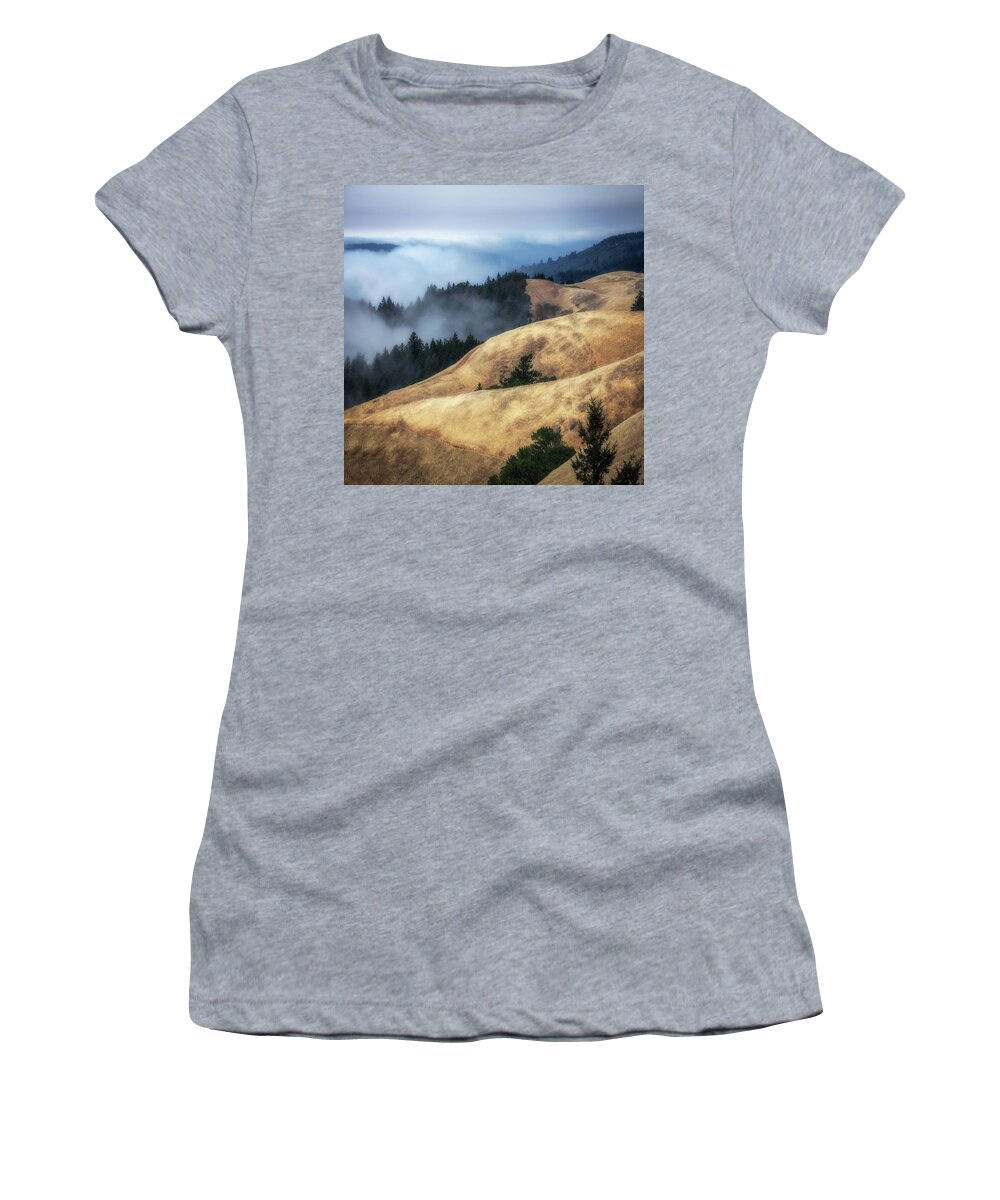 Golden Hills Women's T-Shirt featuring the photograph Golden Hills, Mt. Tamalpais by Donald Kinney