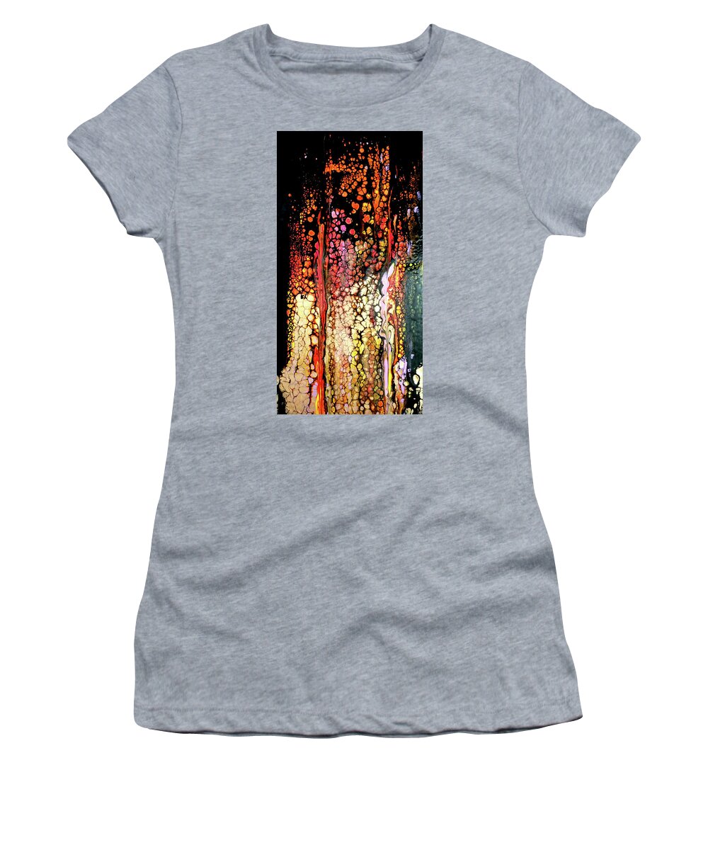 Gold Women's T-Shirt featuring the painting Golden Raindrops by Anna Adams