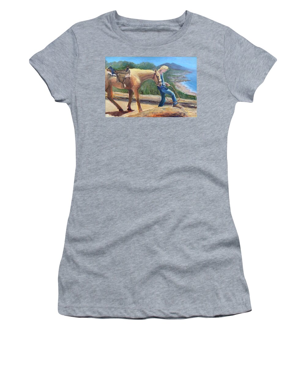 Mt. Tamaulipas Women's T-Shirt featuring the painting Golden Times by Margaret Elliott