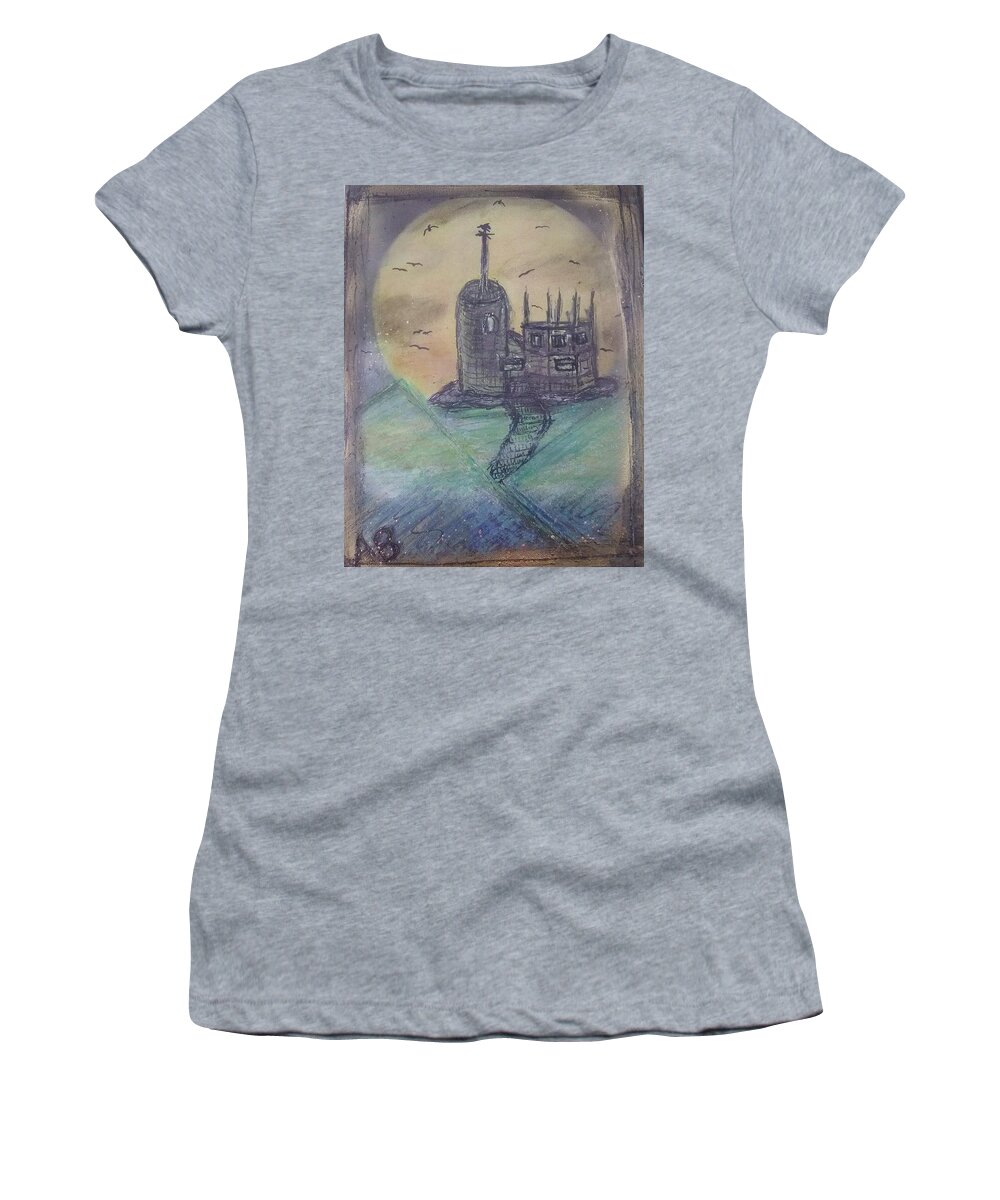 Gothic Women's T-Shirt featuring the painting Gothic Midnight Castle by Andrew Blitman