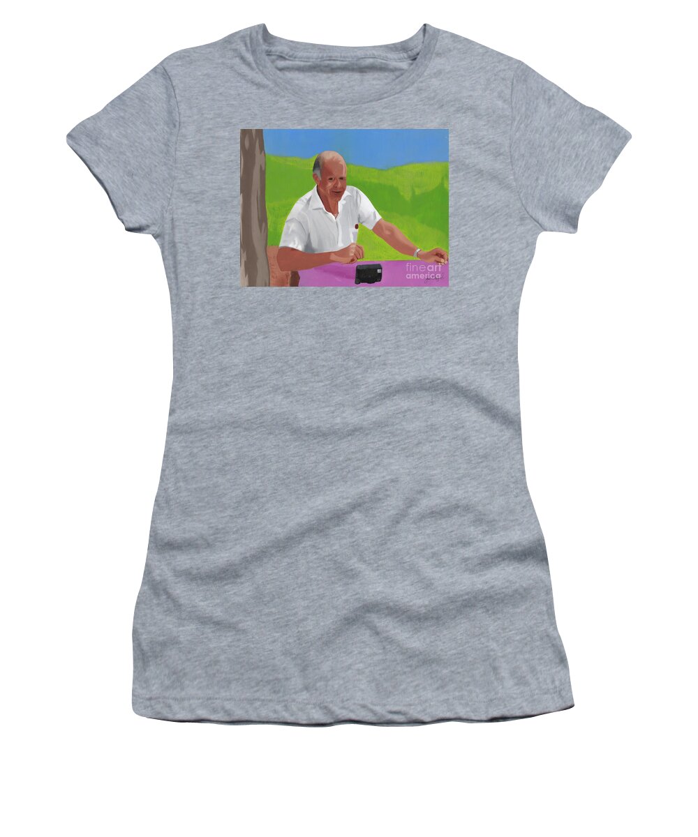 Oils Women's T-Shirt featuring the painting Grampa Wiegand by John Wiegand