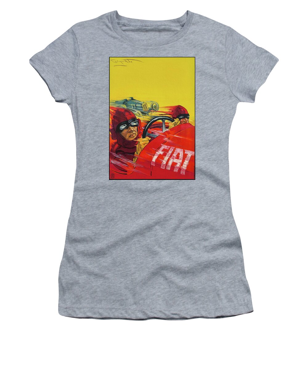 Art Deco Women's T-Shirt featuring the painting Gran Premio dEuropa Fiat 1923 by Vincent Monozlay