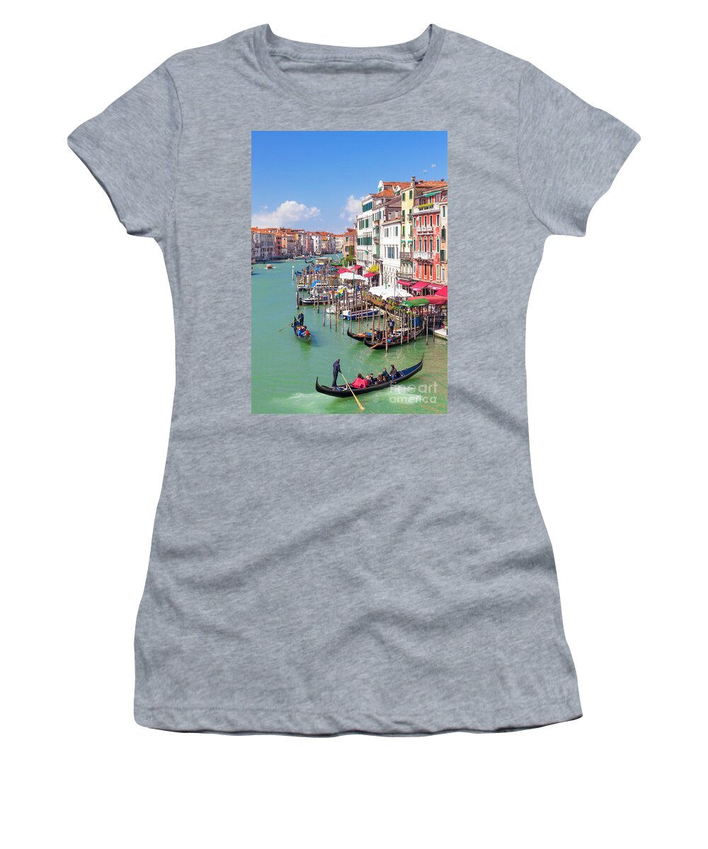 Italy Women's T-Shirt featuring the photograph Grand Canal Gondolas, Venice by Neale And Judith Clark