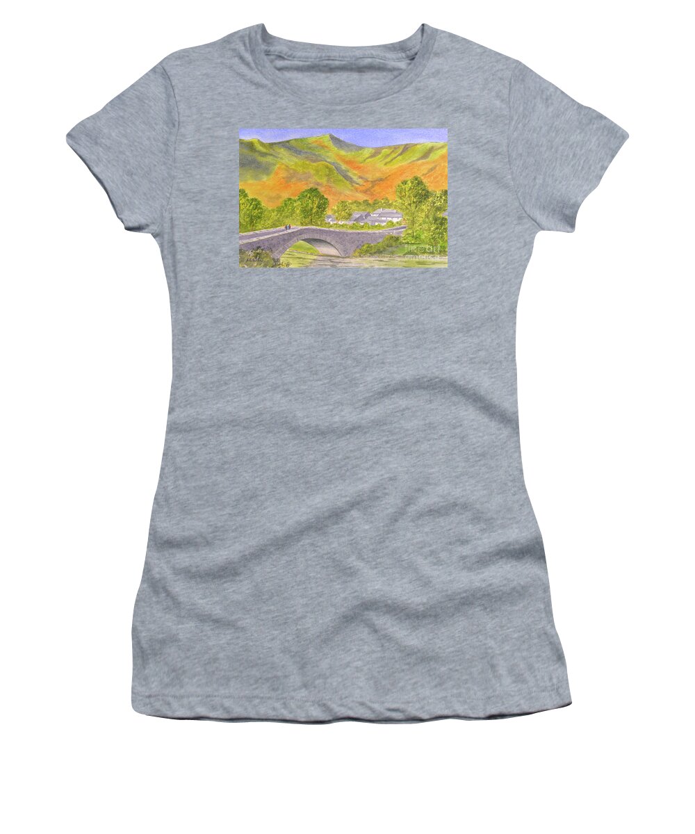 Grange In Borrowdale Paintings Women's T-Shirt featuring the painting Grange In Borrowdale The Lake District England by Bill Holkham