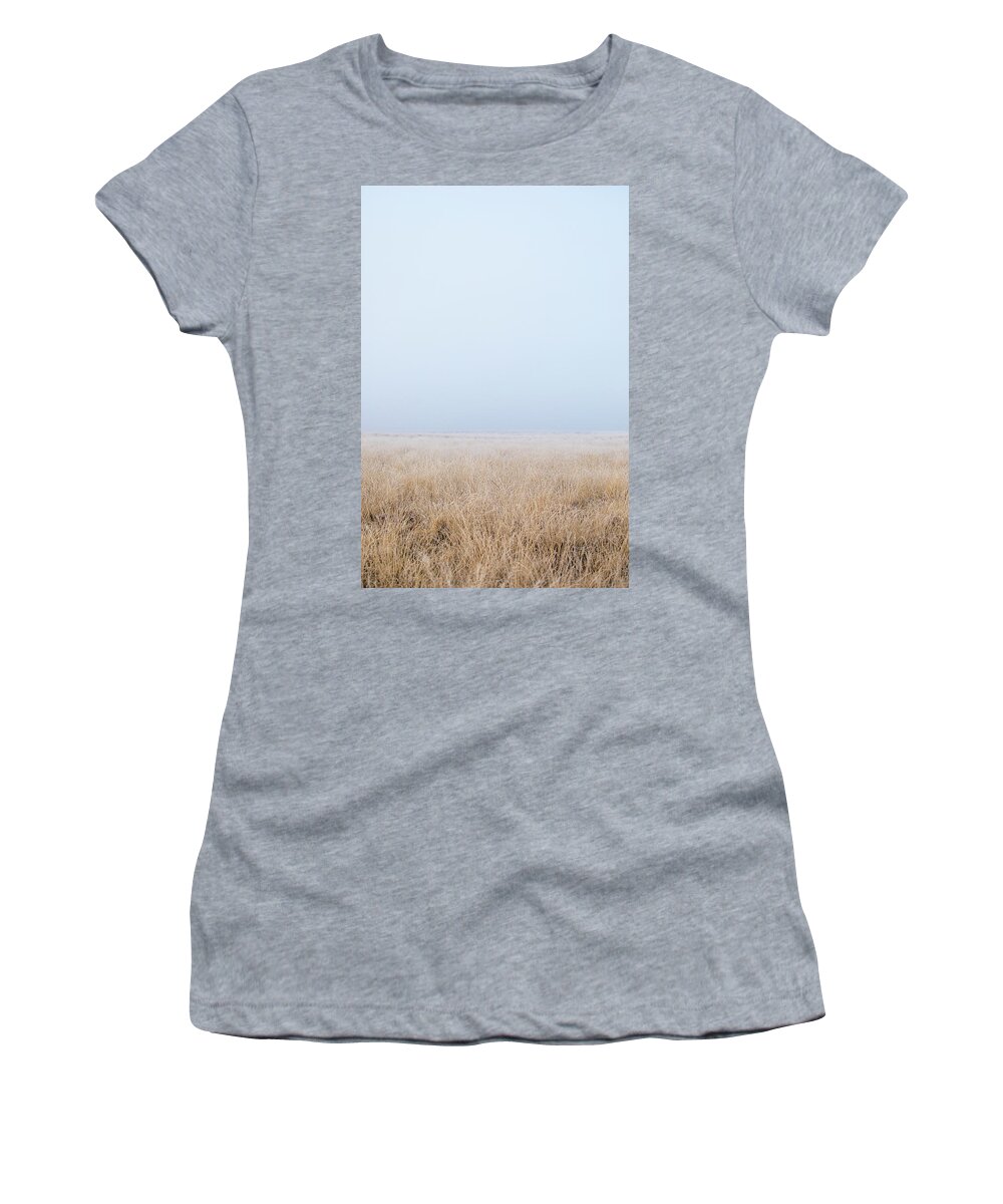  Women's T-Shirt featuring the photograph Grass in the fog by Patrick Van Os