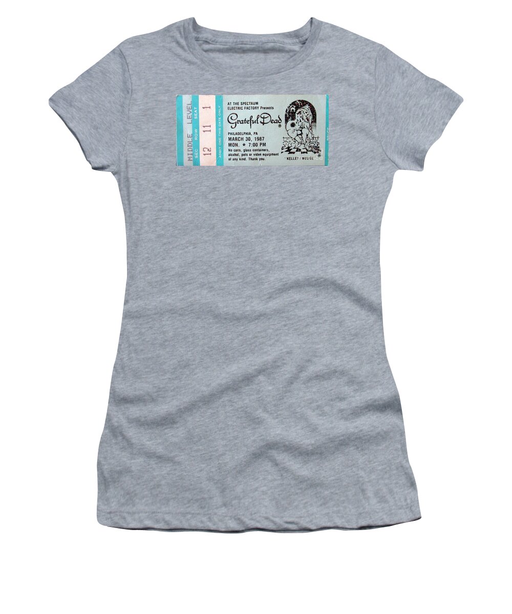 Grateful Dead Women's T-Shirt featuring the photograph Grateful Dead Spectrum Ticket Stub 1987 by Susan Carella