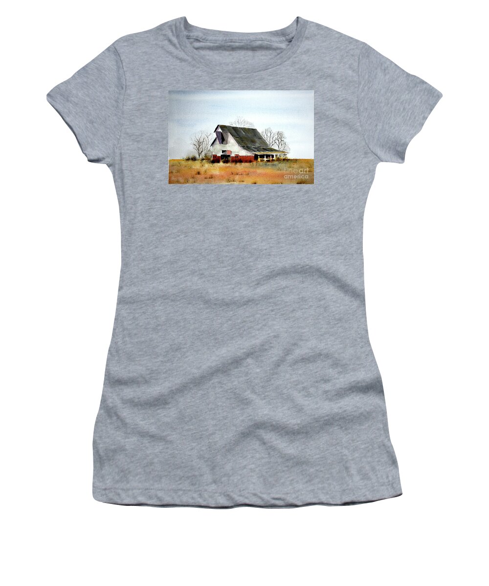 Rural Landscape Women's T-Shirt featuring the painting Graves Co Barn #2 by William Renzulli