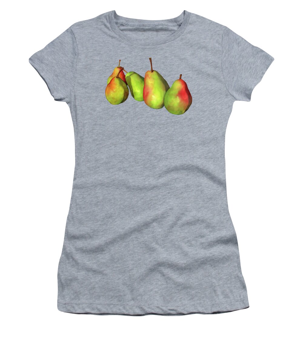 Pear Women's T-Shirt featuring the painting Green Pears - Solid Background by Hailey E Herrera