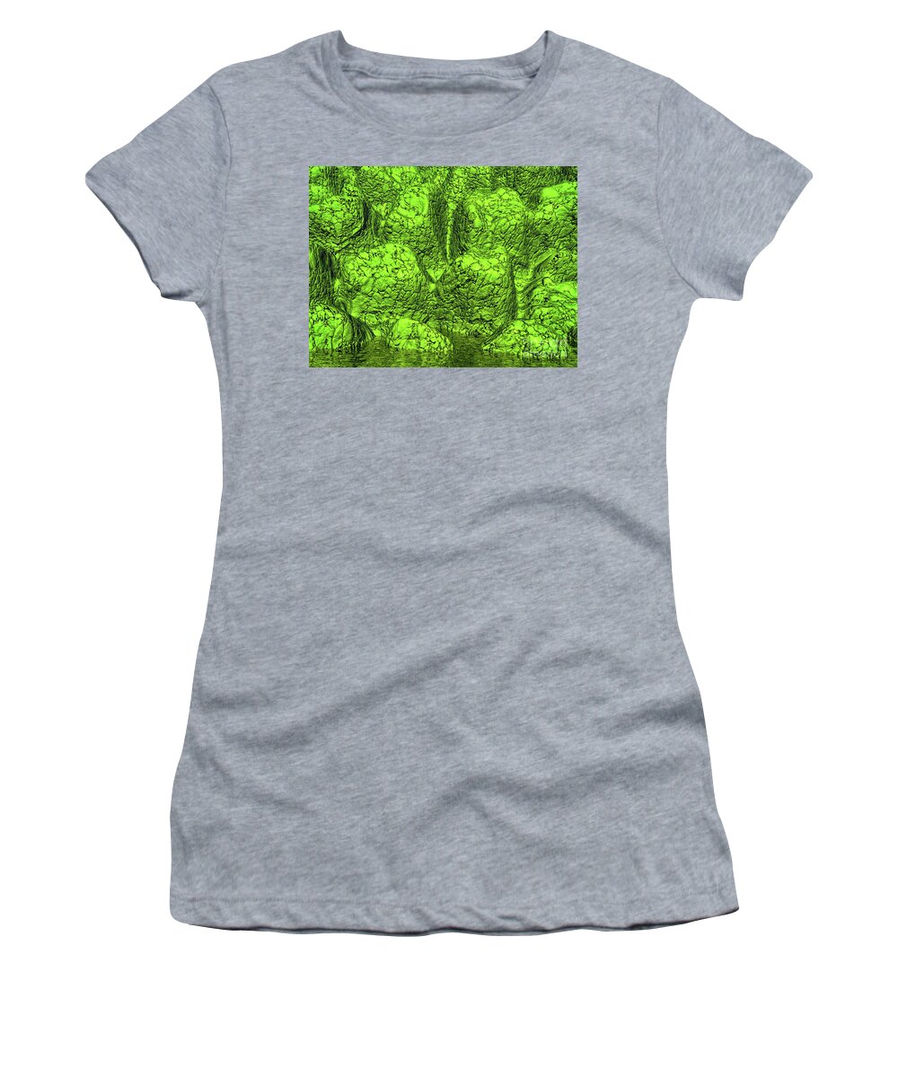 Green Women's T-Shirt featuring the digital art Green Slime by Phil Perkins