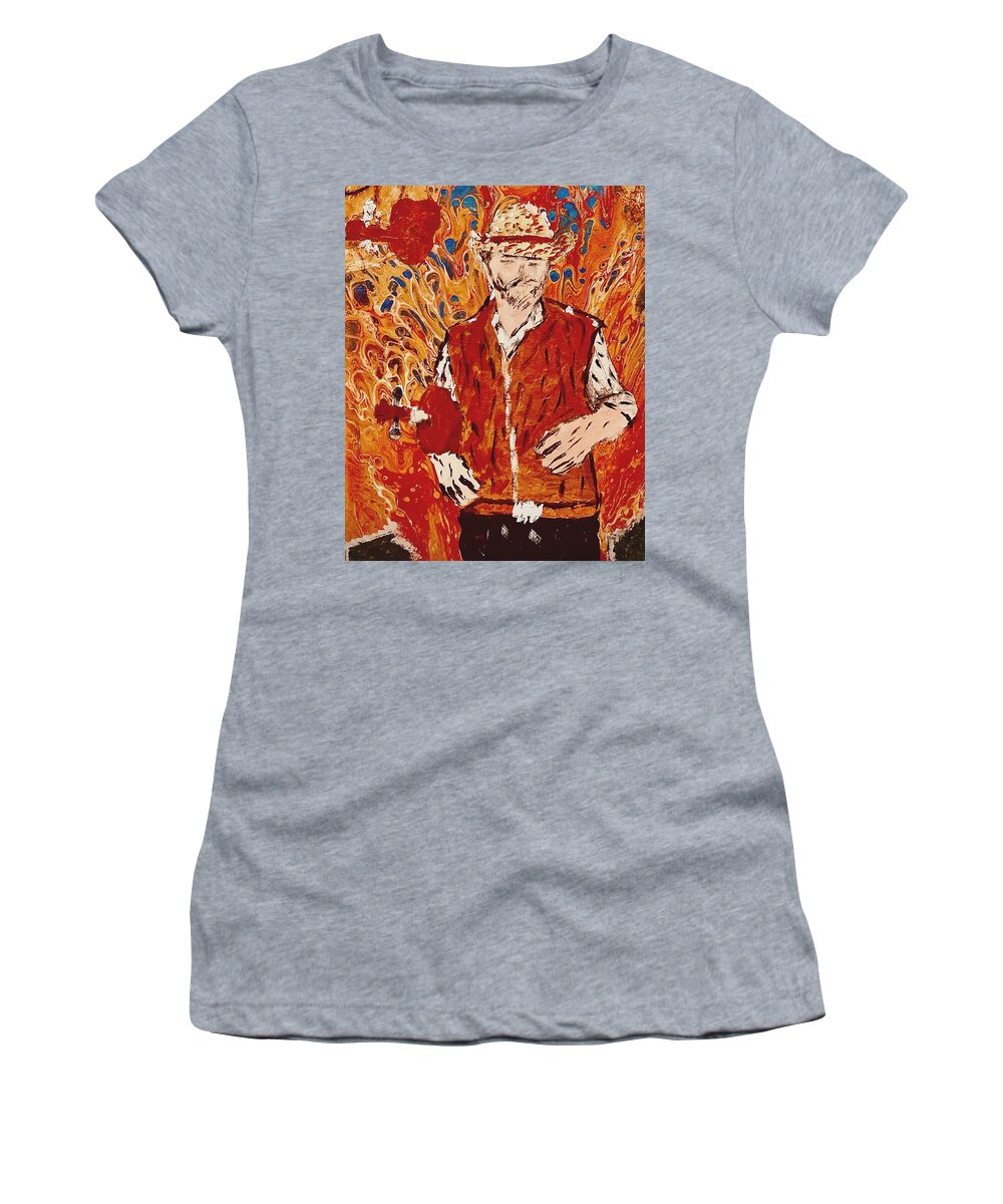 Grief Women's T-Shirt featuring the mixed media Grief by Bencasso Barnesquiat